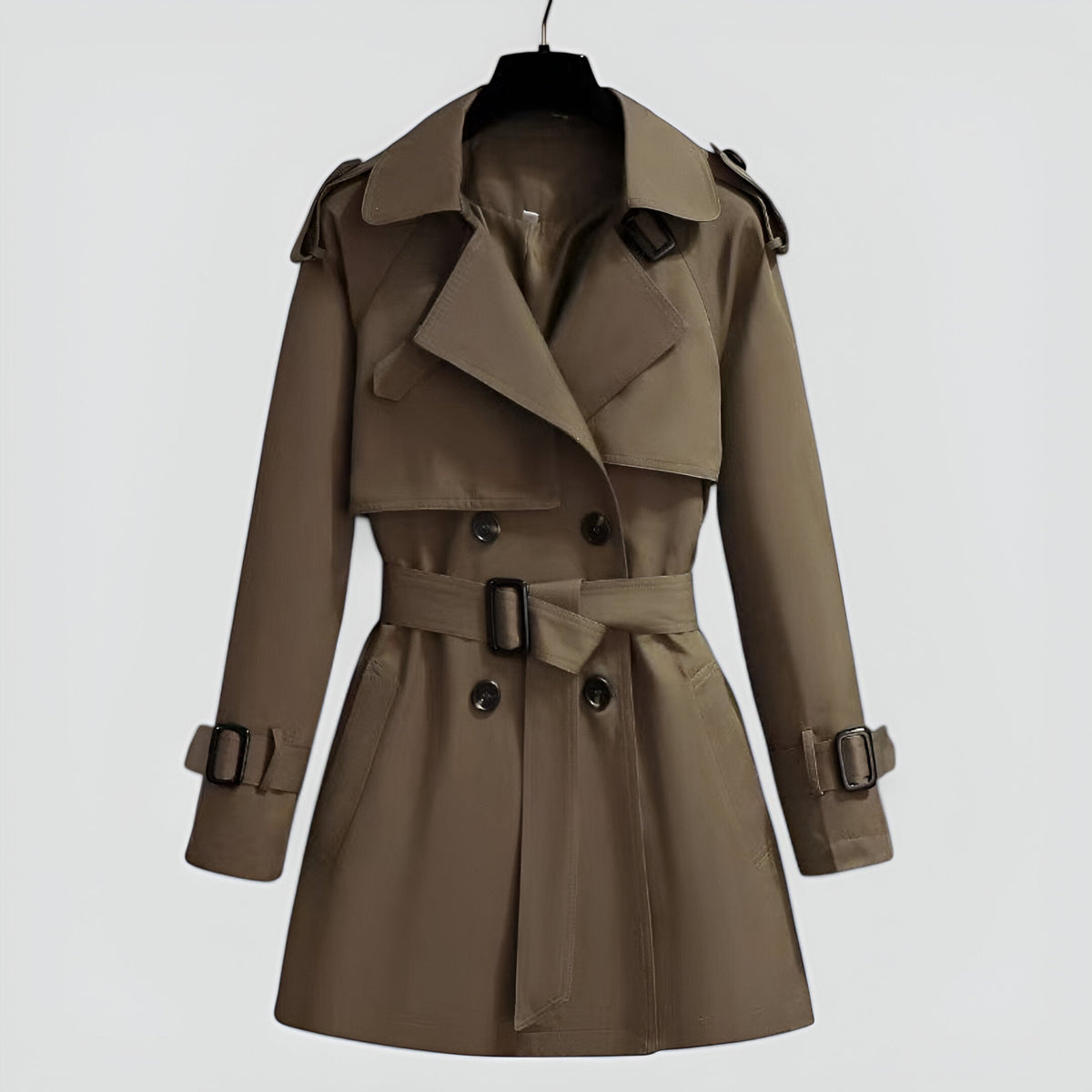 Cotton Blend Double Breasted Mid Length Trench Coat for Women | Spring and Fall