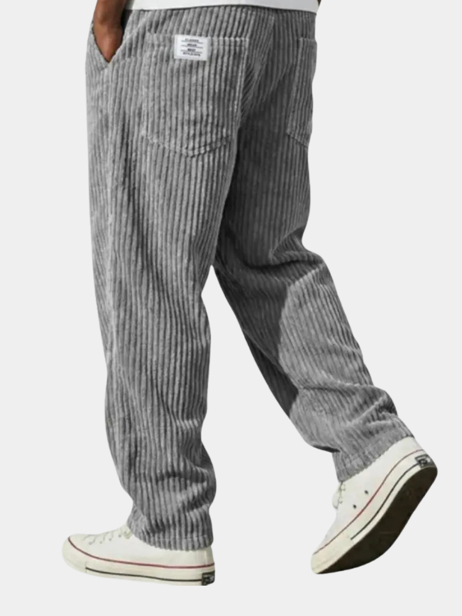 Corduroy Relaxed Fit Drawstring Pants for Men | Adjustable Waistband Casual