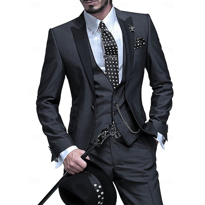 Three Piece Tailored Blazer Vest Pants Suit Set for Men | Formal Occasion
