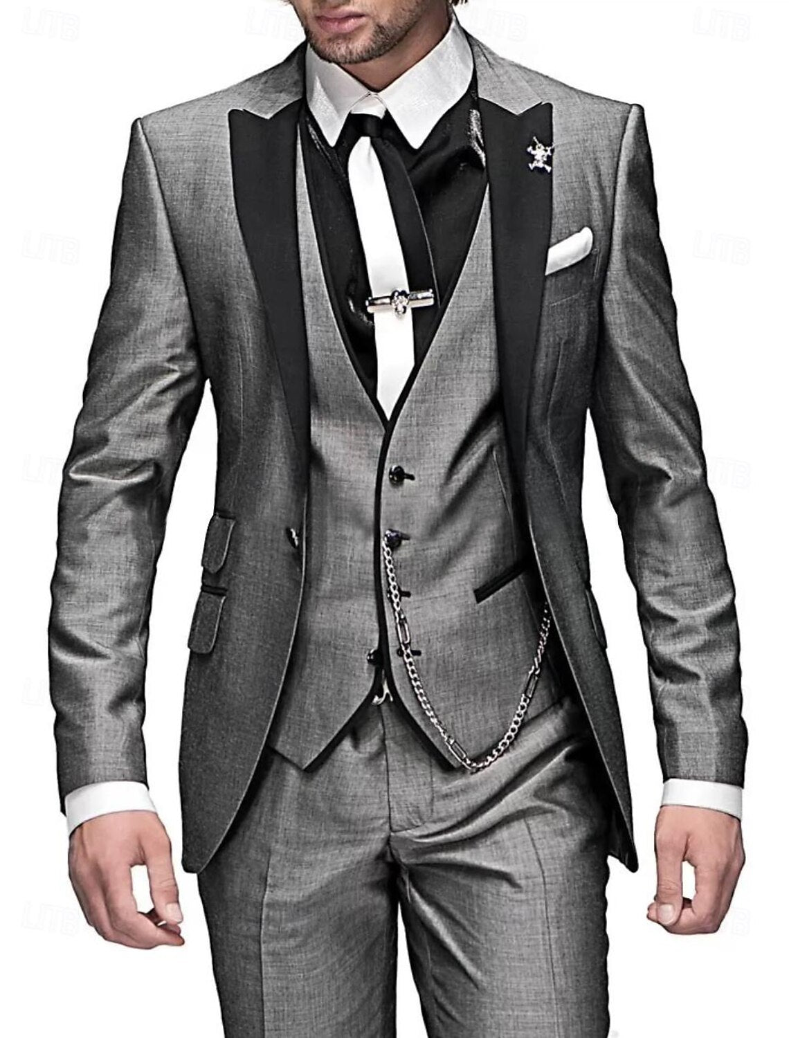 Three Piece Tailored Blazer Vest Pants Suit Set for Men | Formal Occasion