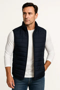 Cotton Padded Sleeveless Puffer Vest with Stand Collar for Men | Winter Wear