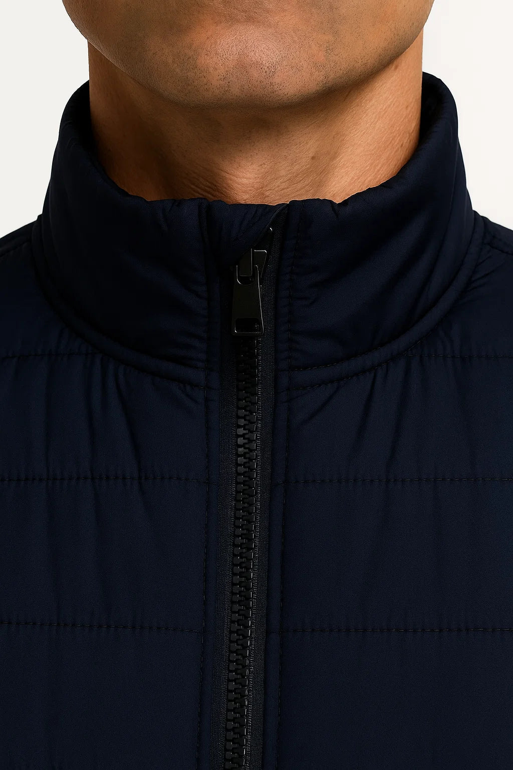 Cotton Padded Sleeveless Puffer Vest with Stand Collar for Men | Winter Wear