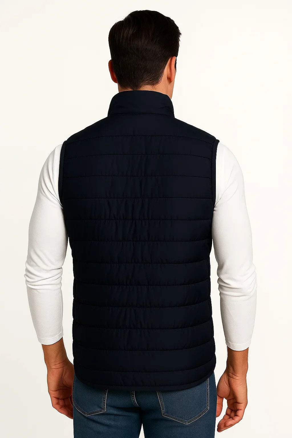 Cotton Padded Sleeveless Puffer Vest with Stand Collar for Men | Winter Wear