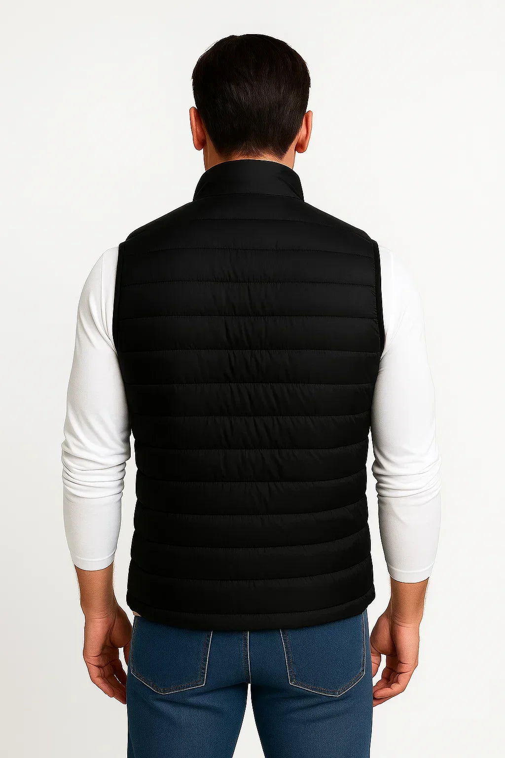 Cotton Padded Sleeveless Puffer Vest with Stand Collar for Men | Winter Wear