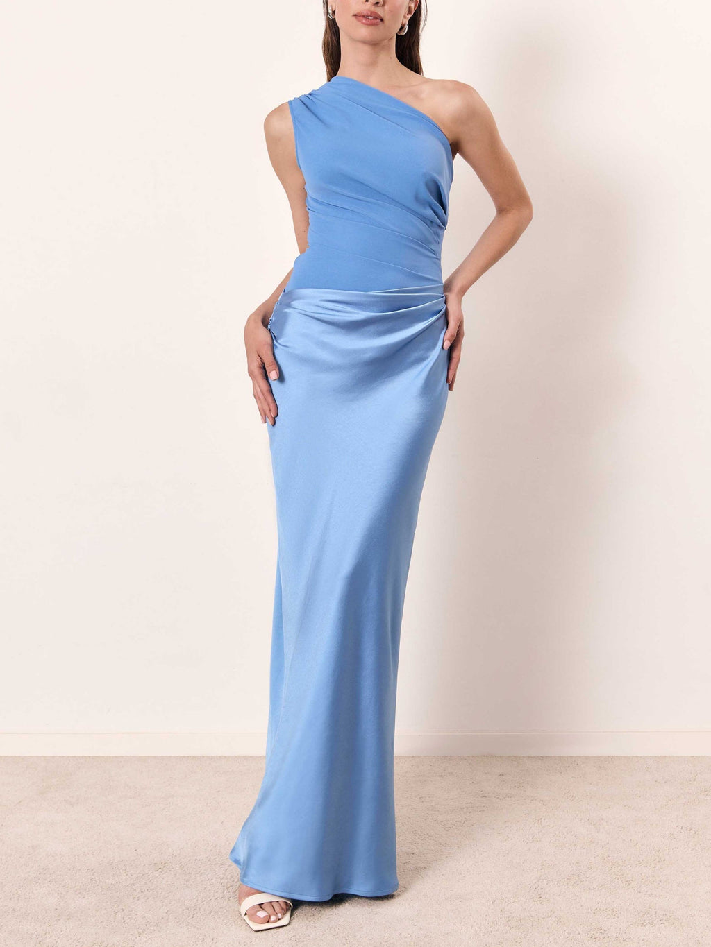 One Shoulder Pleated Maxi Dress for Women | Party and Formal Occasions