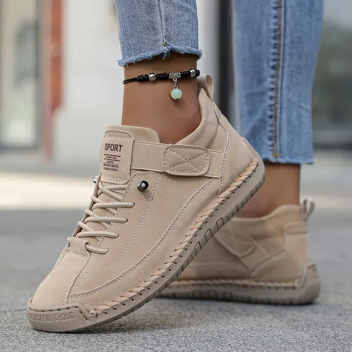 Leather Orthopedic Cushioned Sneakers for Women with Supportive Arch Sole