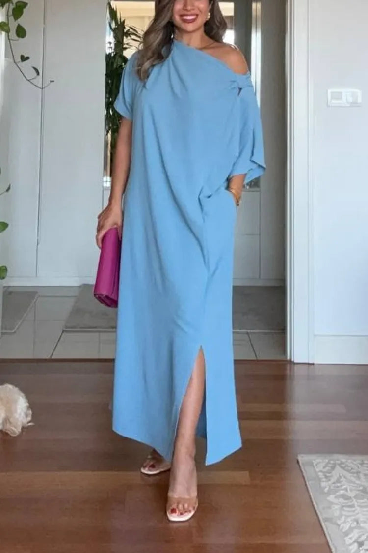 Asymmetric One-Shoulder Maxi Dress for Women
