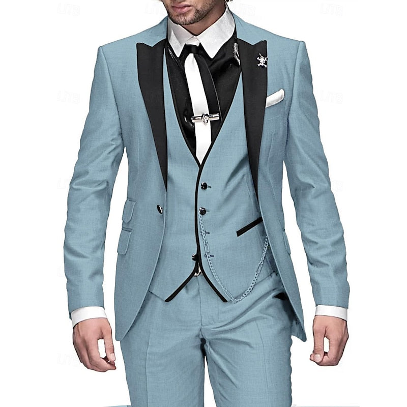 Three Piece Tailored Blazer Vest Pants Suit Set for Men | Formal Occasion