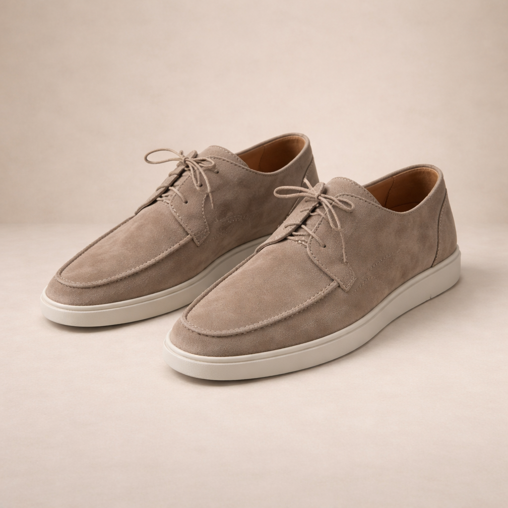 Suede Closed Toe Lace-Up Loafers for Men