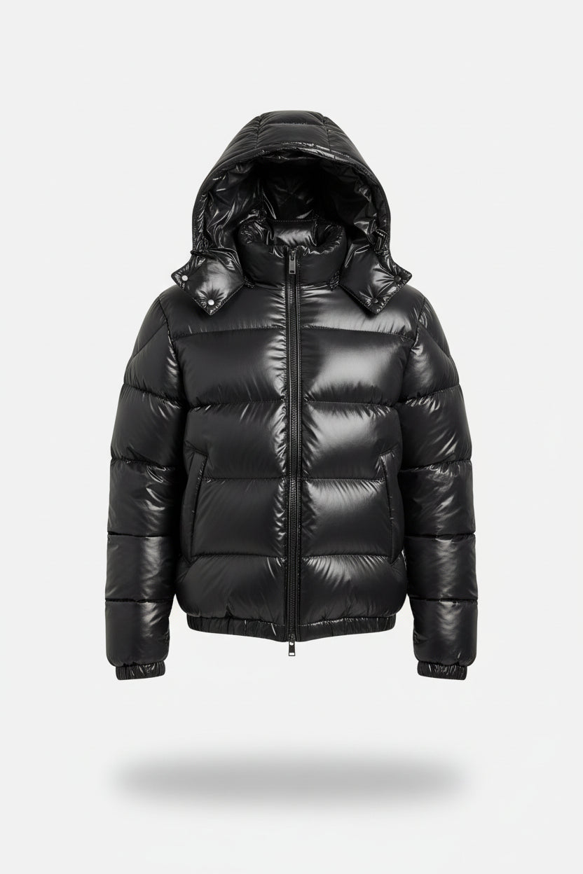 Quilted Sherpa Lined Hooded Puffer Jacket with Zip Pockets for Men | Streetwear