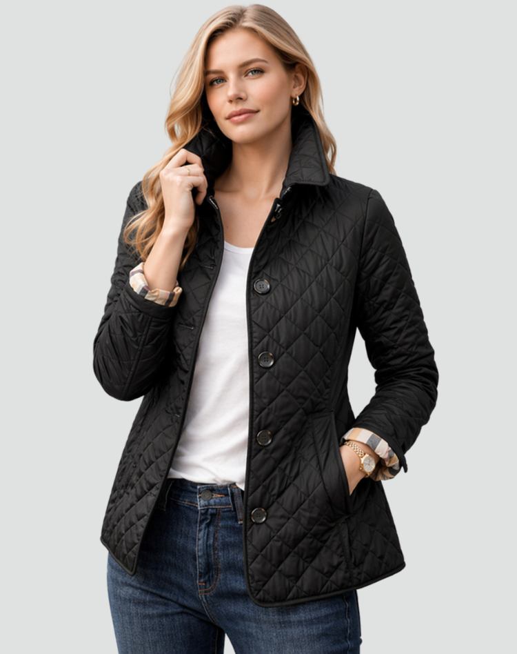 Quilted Button Front Lightweight Jacket for Women | Mid Season Outerwear