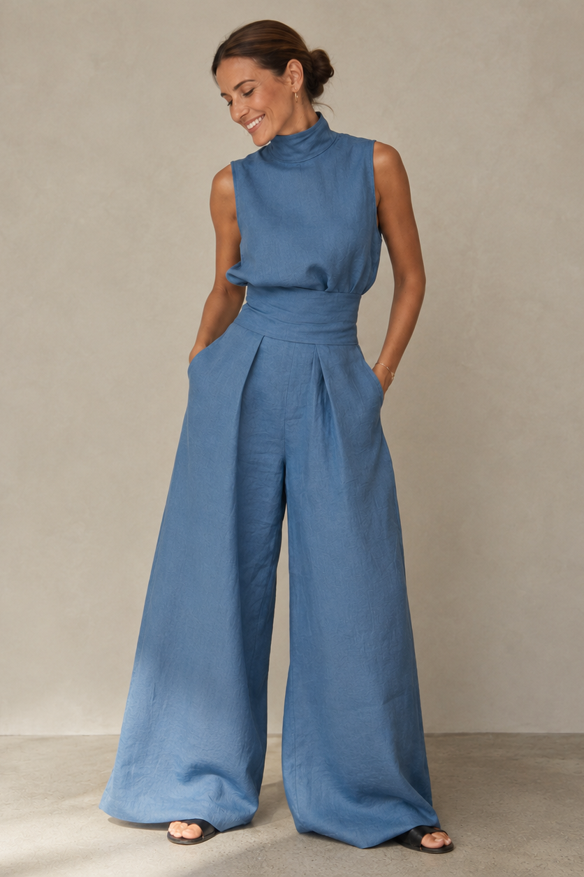 Sleeveless Wide Leg Two-Piece Set for Women | Summer Holiday