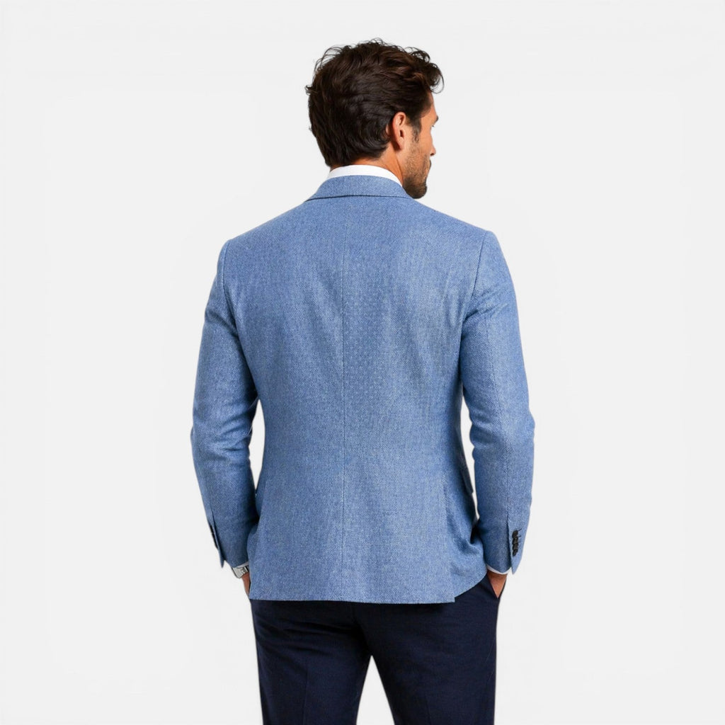 Beige Linen Slim Fit Tailored Blazer for Men | Smart Casual Summer Wear