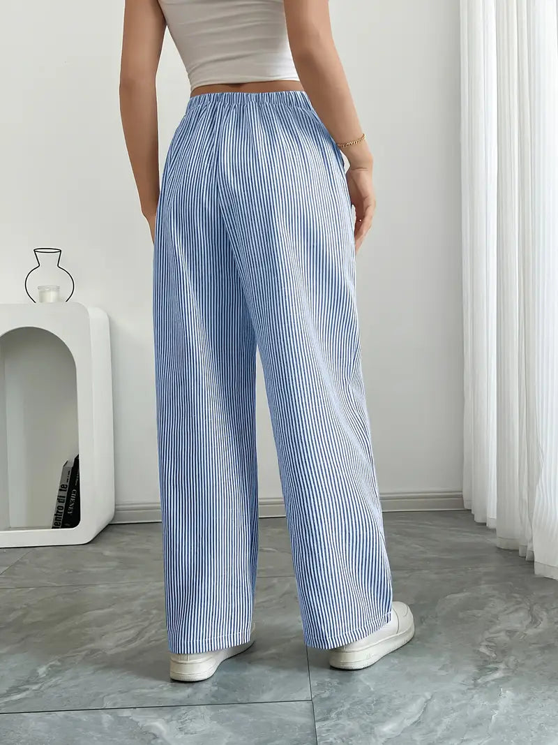 Striped Wide Flare Trousers for Women | Beach Summer