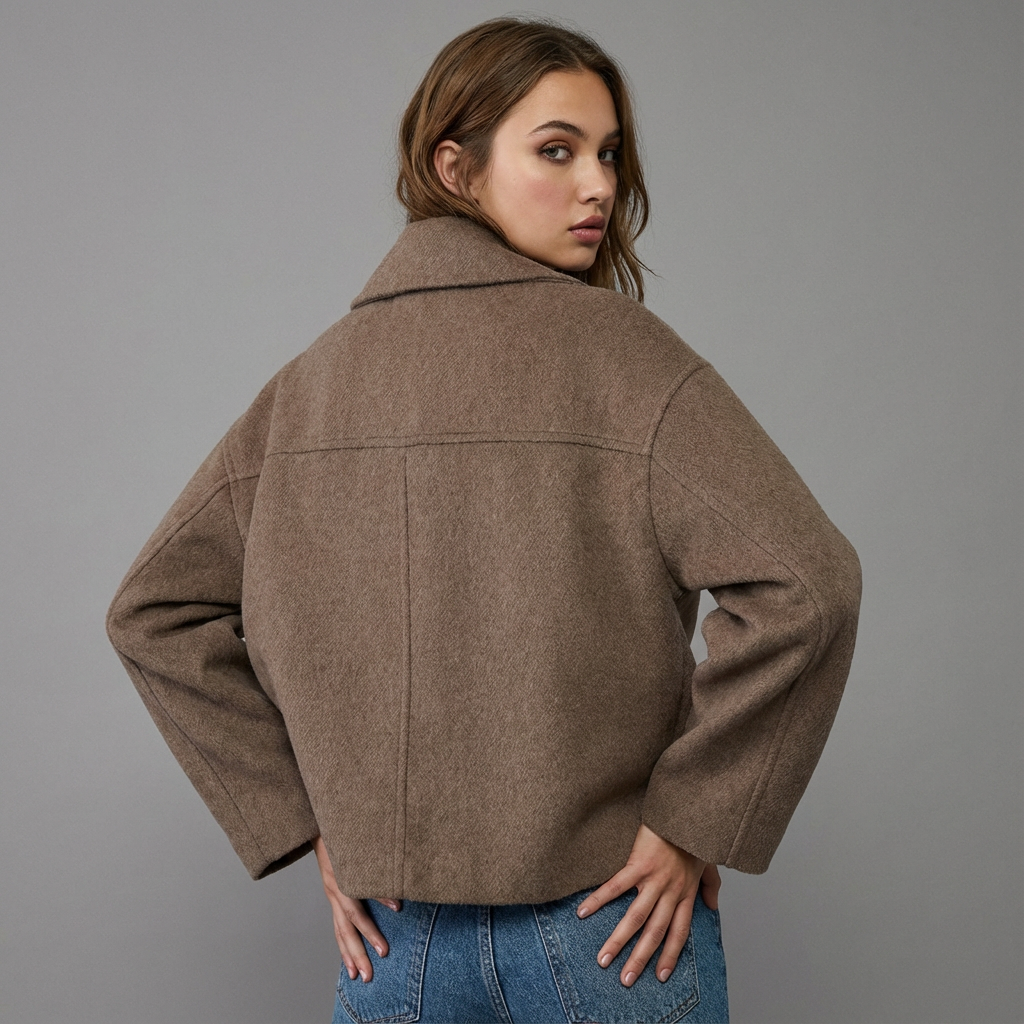 Women's Coat | Short Straight Double-Breasted Style