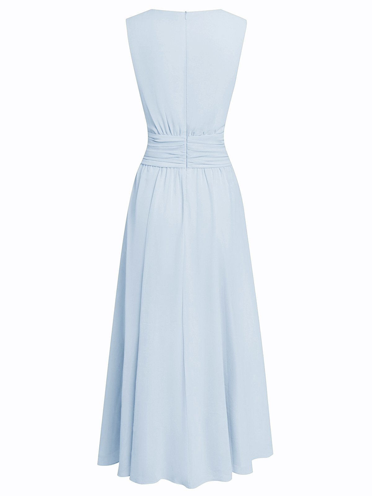 Sleeveless Ruched A-Line Chiffon Maxi Dress for Women | Wedding Guest