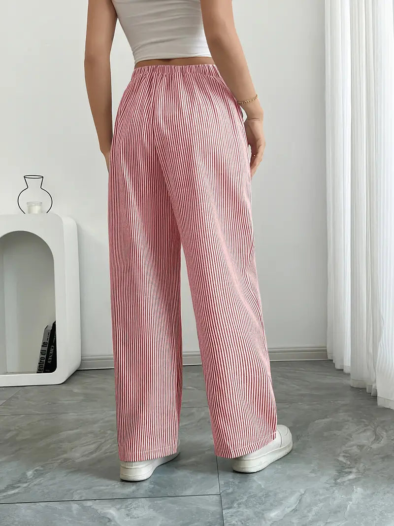 Striped Wide Flare Trousers for Women | Beach Summer