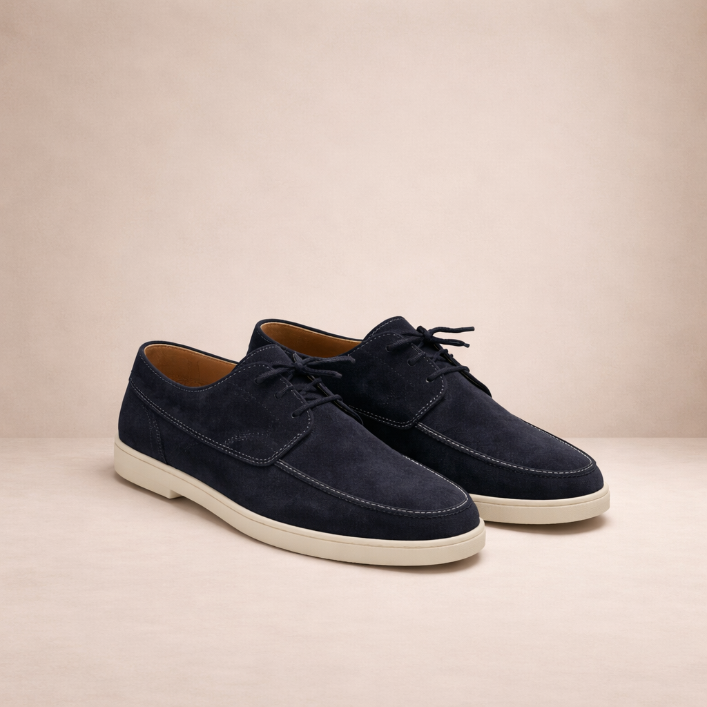 Suede Closed Toe Lace-Up Loafers for Men