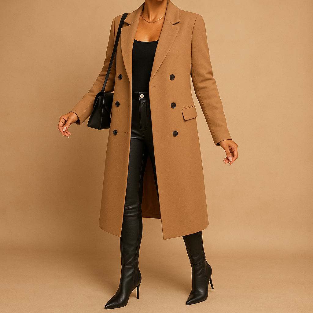 Women's Long Coat | Elegant Fitted Cut