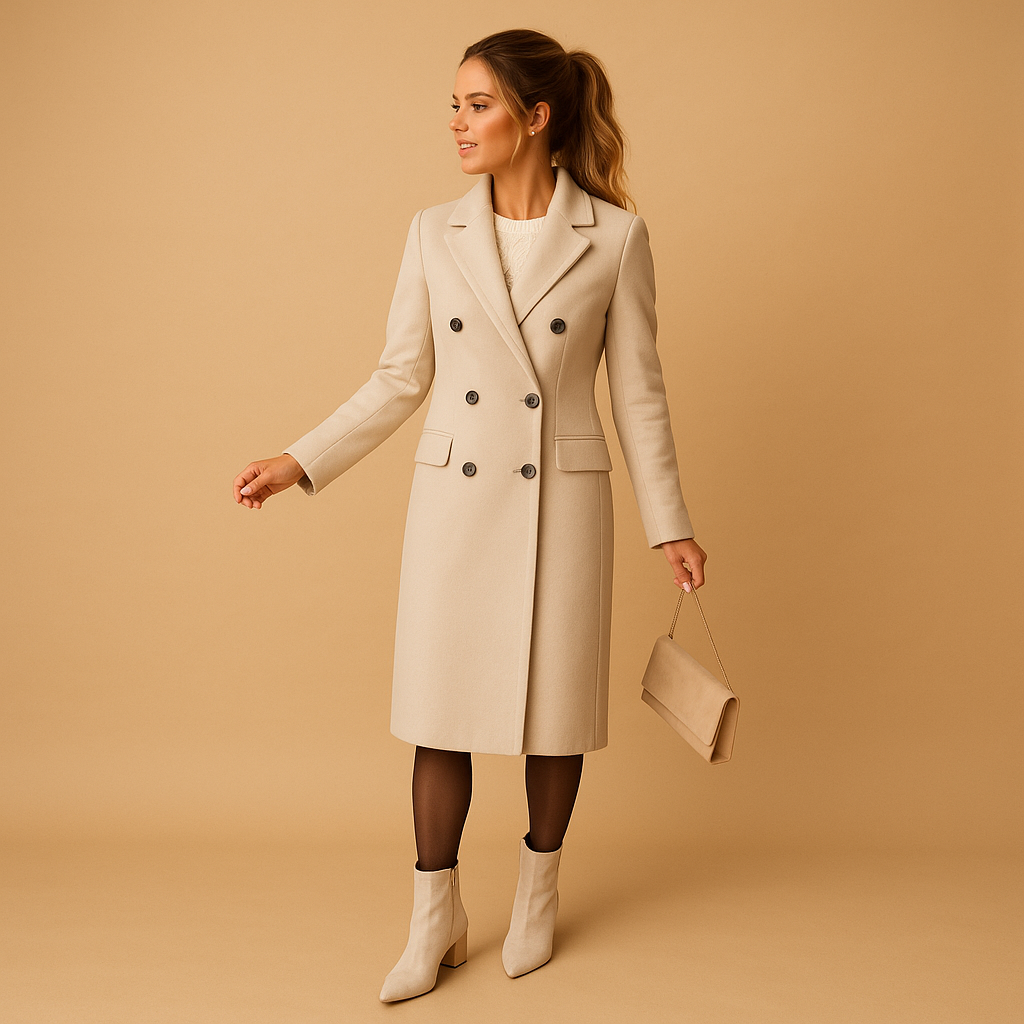 Women's Long Coat | Elegant Fitted Cut
