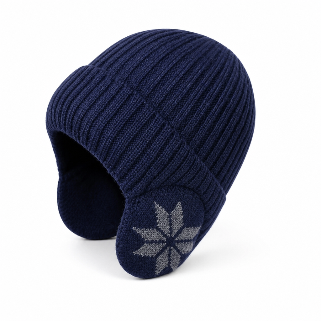 Fleece Lined Ribbed Knit Winter Beanie with Ear Flaps for Men | Stretch Fit