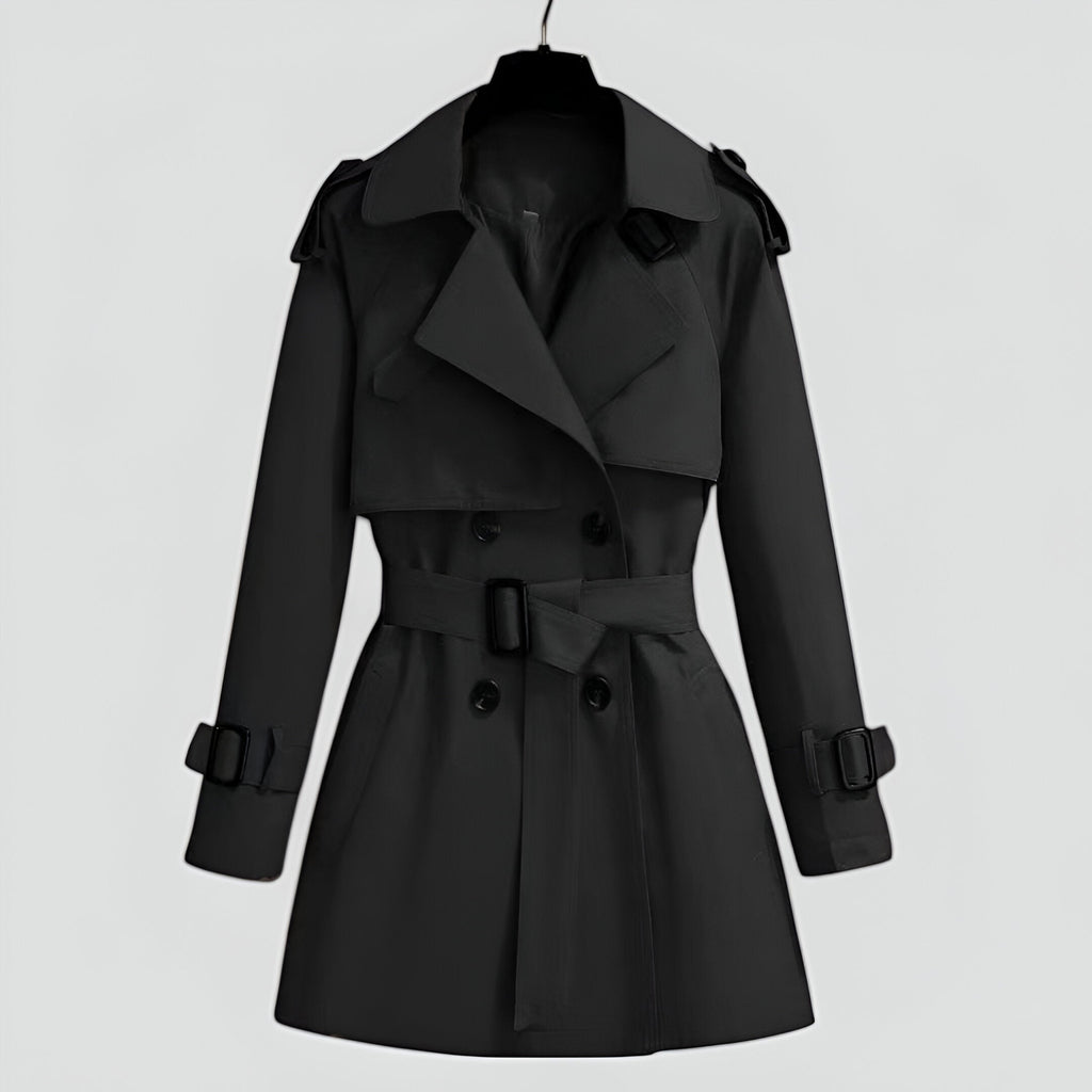 Cotton Blend Double Breasted Mid Length Trench Coat for Women | Spring and Fall