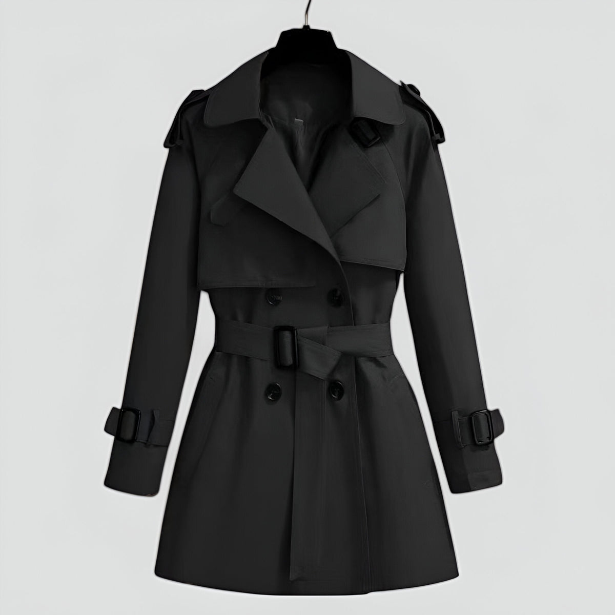 Cotton Blend Double Breasted Mid Length Trench Coat for Women | Spring and Fall