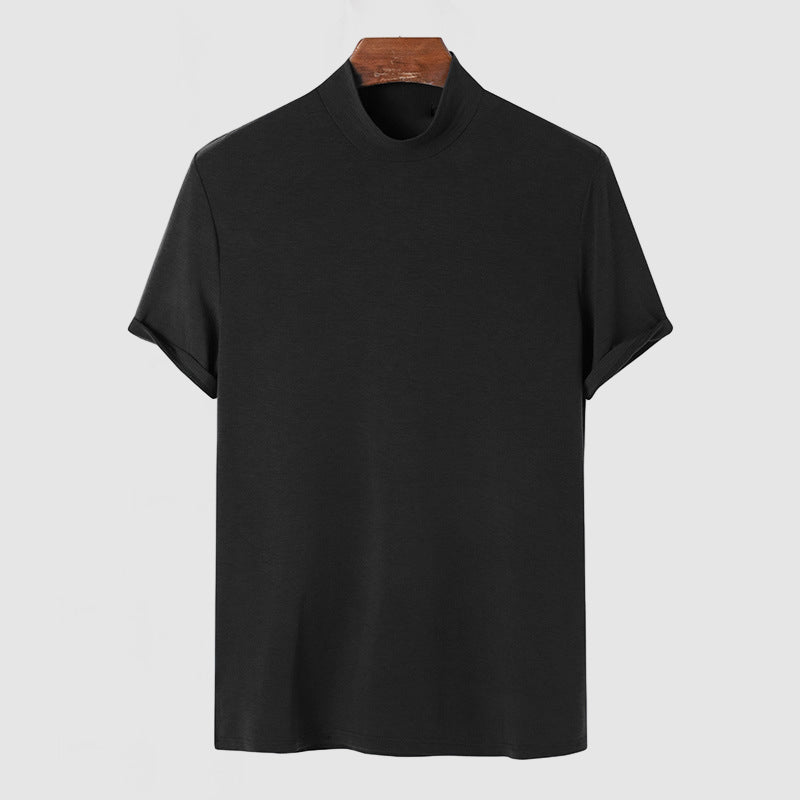 Black White and Gray Stretch Cotton Short Sleeve Crew Neck Tee for Men