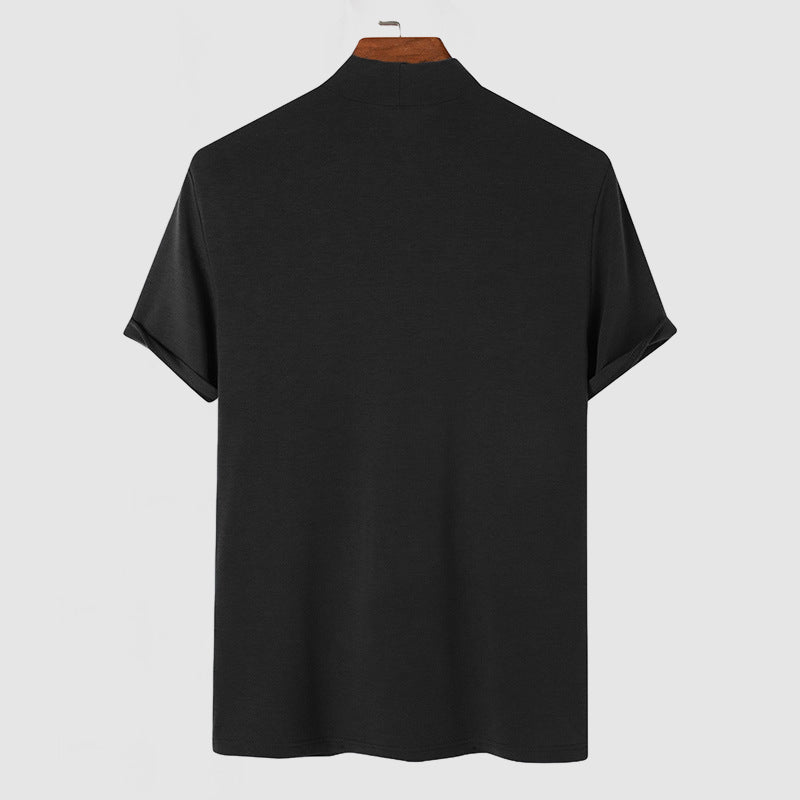 Black White and Gray Stretch Cotton Short Sleeve Crew Neck Tee for Men