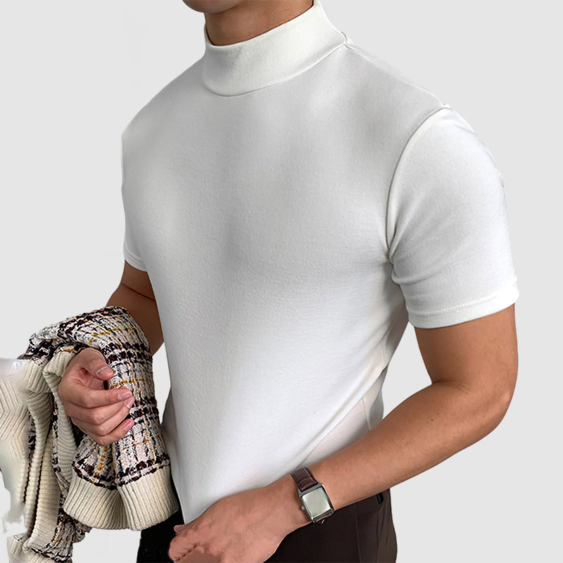 Black White and Gray Stretch Cotton Short Sleeve Crew Neck Tee for Men
