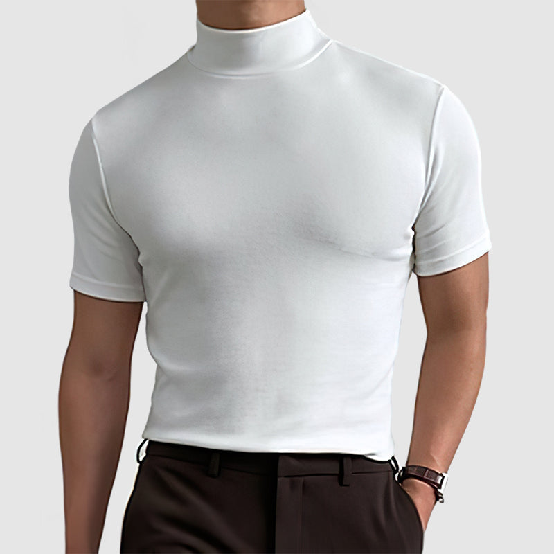 Black White and Gray Stretch Cotton Short Sleeve Crew Neck Tee for Men