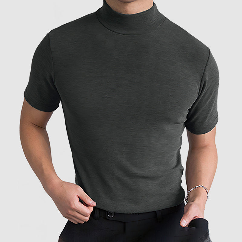 Black White and Gray Stretch Cotton Short Sleeve Crew Neck Tee for Men