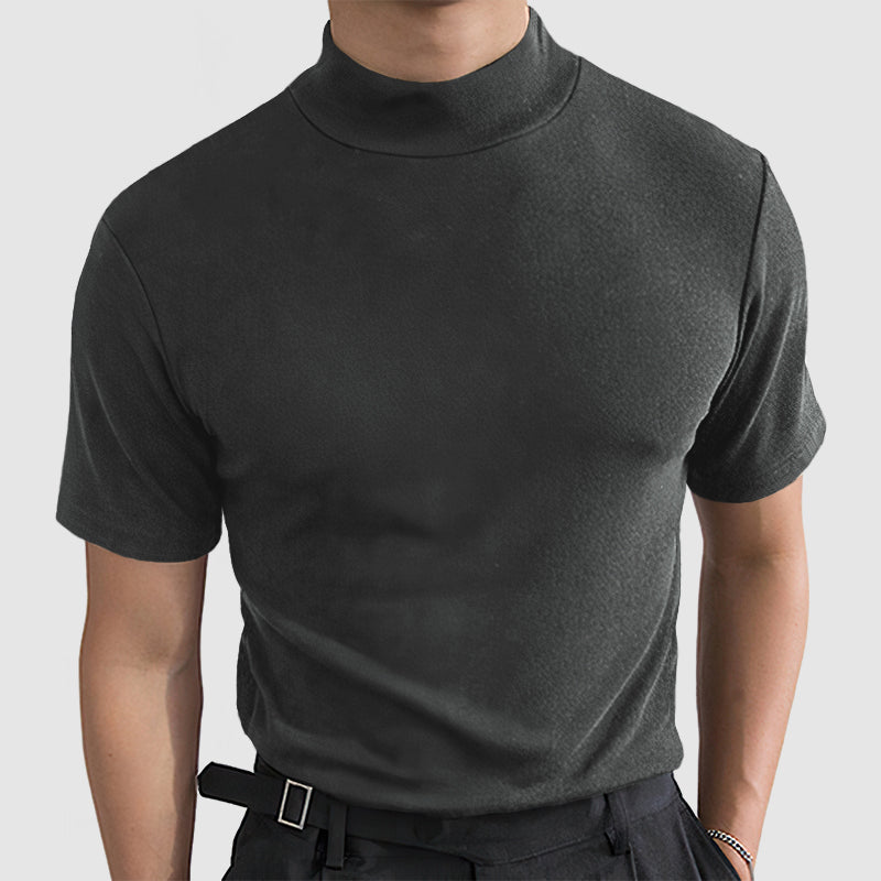 Black White and Gray Stretch Cotton Short Sleeve Crew Neck Tee for Men