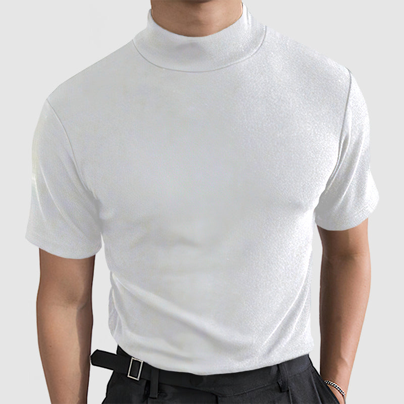Black White and Gray Stretch Cotton Short Sleeve Crew Neck Tee for Men