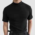 Black White and Gray Stretch Cotton Short Sleeve Crew Neck Tee for Men