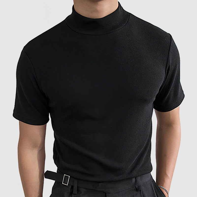 Black White and Gray Stretch Cotton Short Sleeve Crew Neck Tee for Men