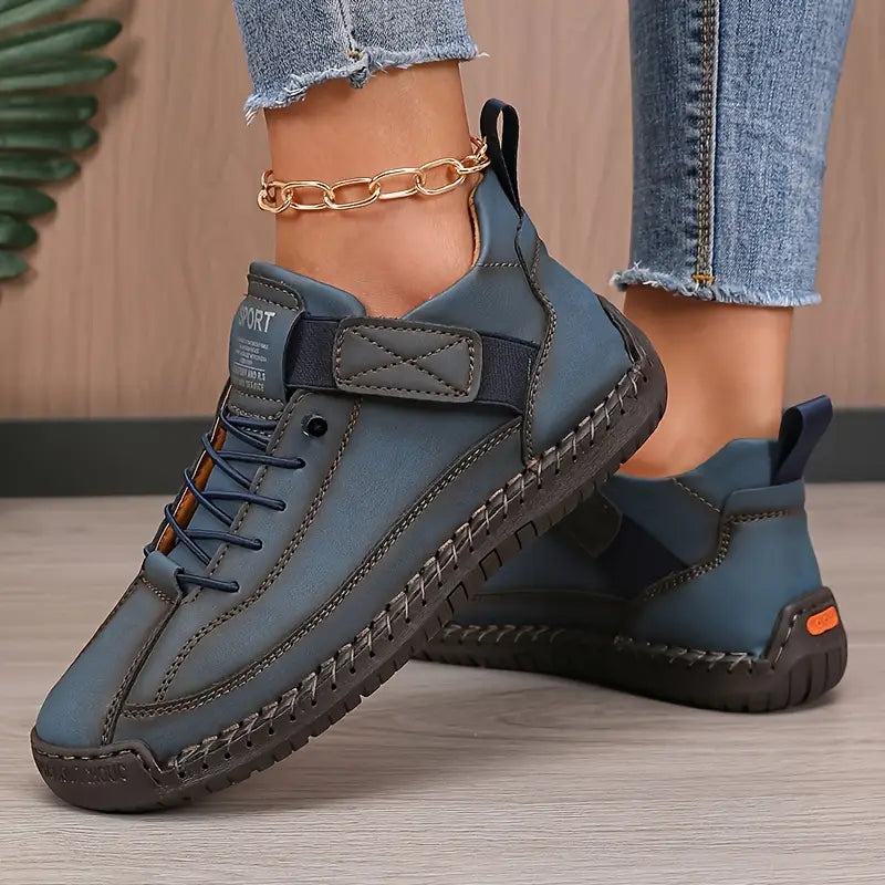 Leather Orthopedic Cushioned Sneakers for Women with Supportive Arch Sole