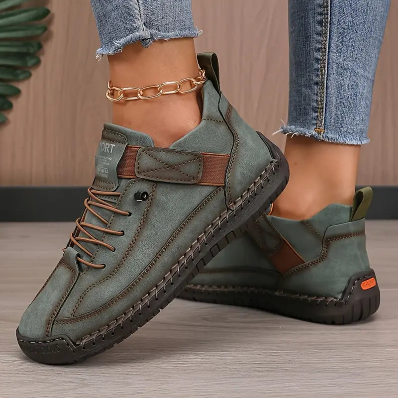 Leather Orthopedic Cushioned Sneakers for Women with Supportive Arch Sole