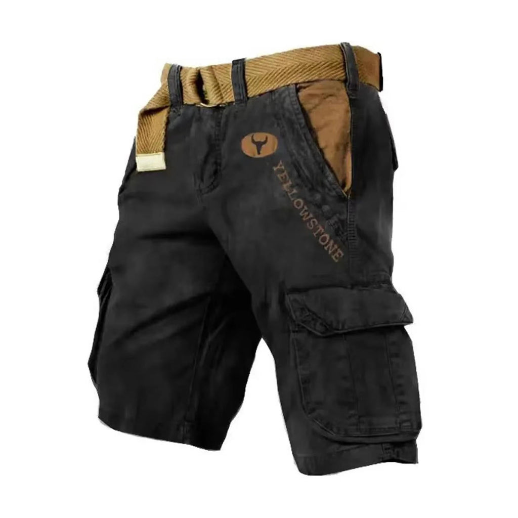Washed Cargo Shorts with Relaxed Utility Fit for Men Summer Outdoor Wear
