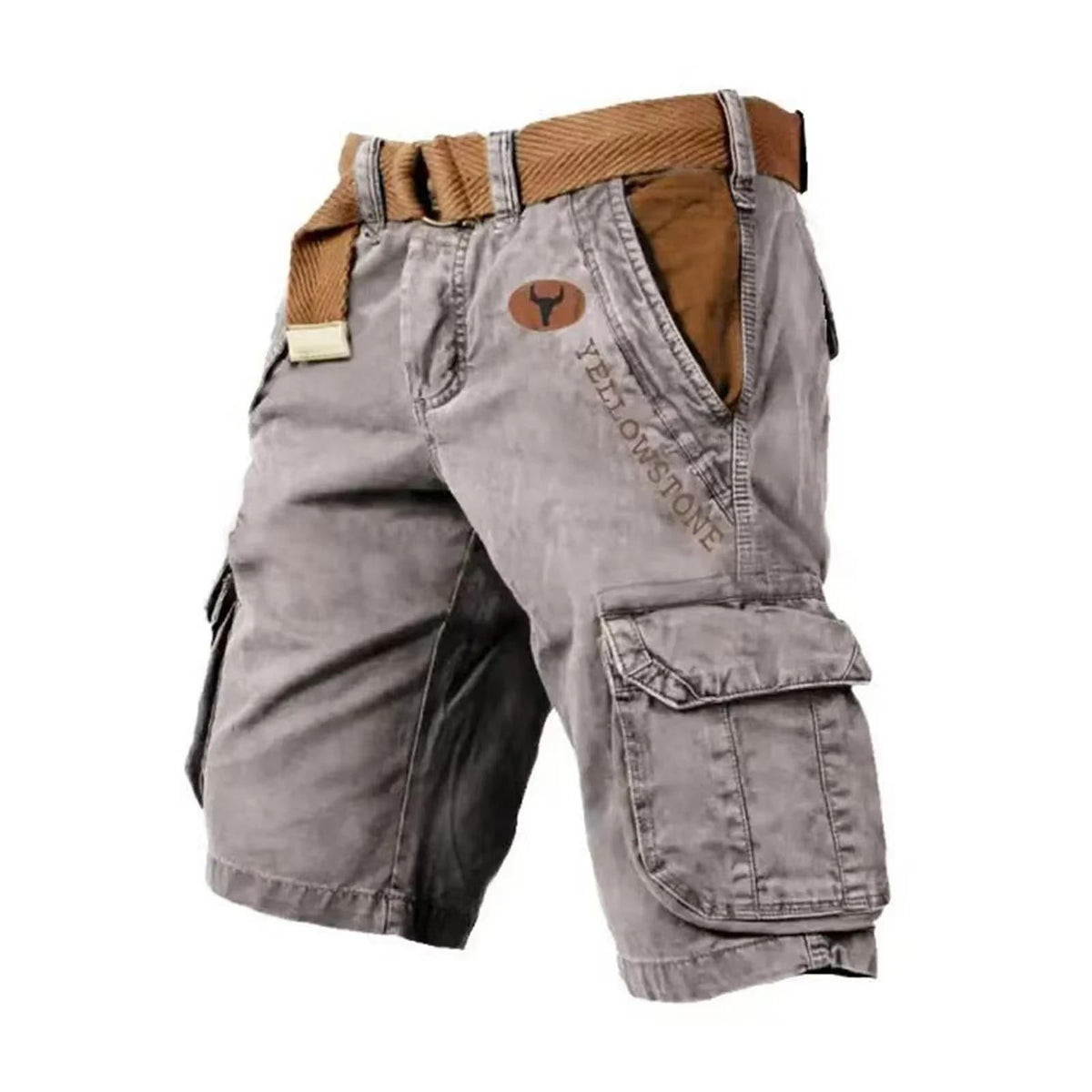 Washed Cargo Shorts with Relaxed Utility Fit for Men Summer Outdoor Wear