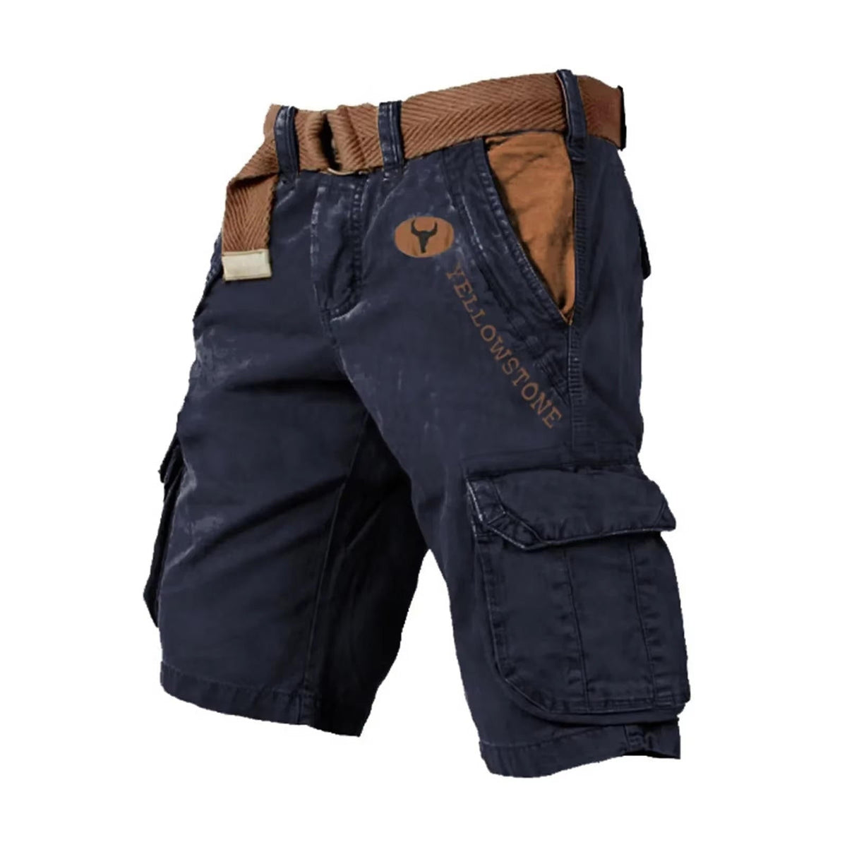 Washed Cargo Shorts with Relaxed Utility Fit for Men Summer Outdoor Wear