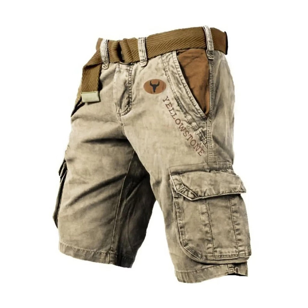 Washed Cargo Shorts with Relaxed Utility Fit for Men Summer Outdoor Wear