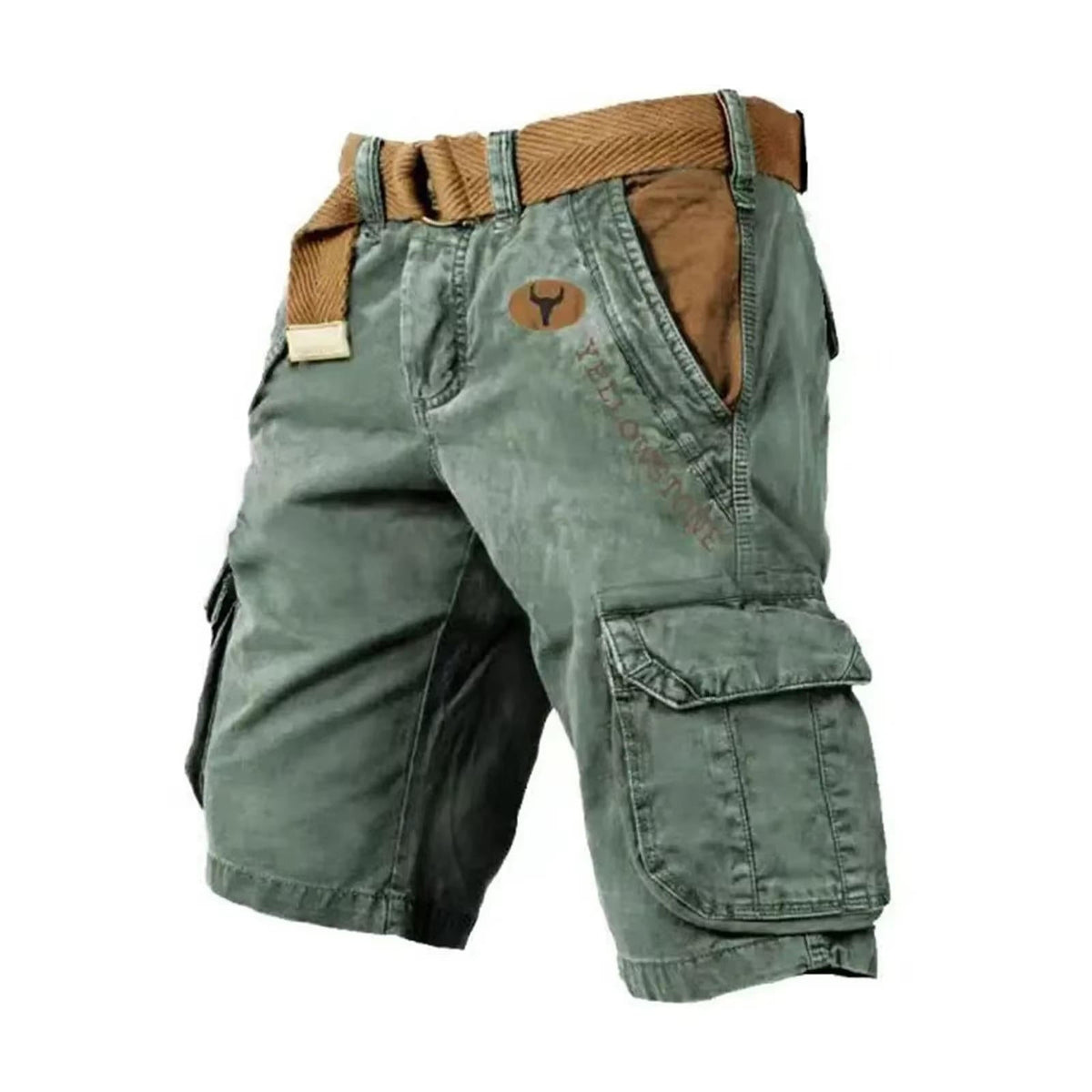 Washed Cargo Shorts with Relaxed Utility Fit for Men Summer Outdoor Wear