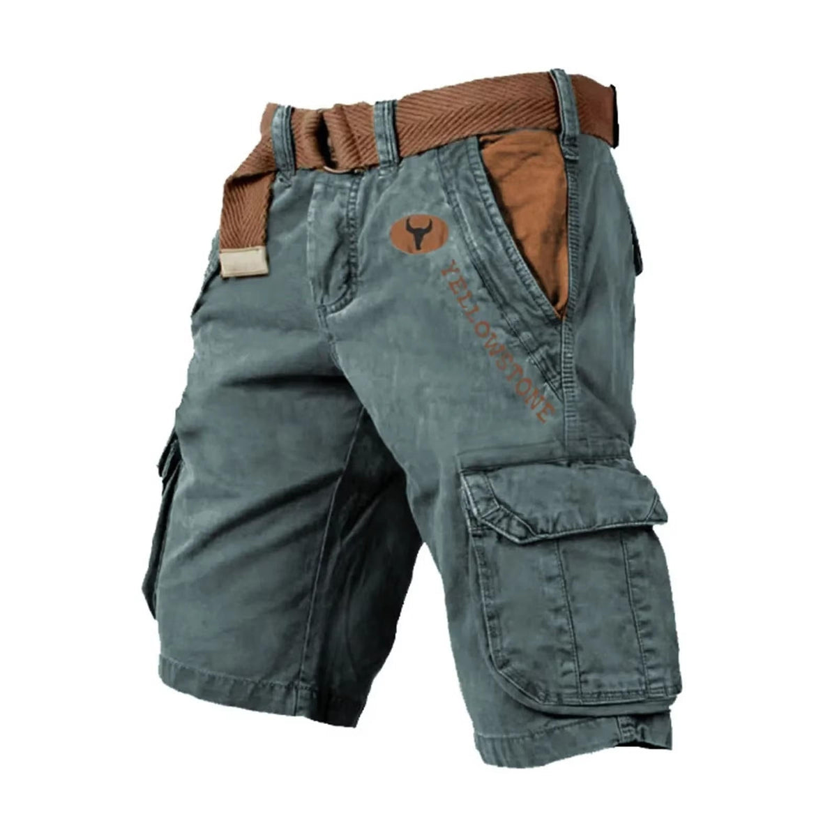 Washed Cargo Shorts with Relaxed Utility Fit for Men Summer Outdoor Wear