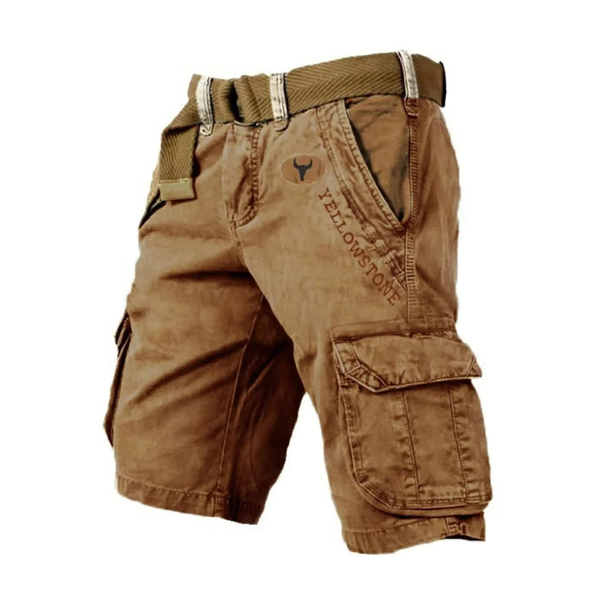 Washed Cargo Shorts with Relaxed Utility Fit for Men Summer Outdoor Wear