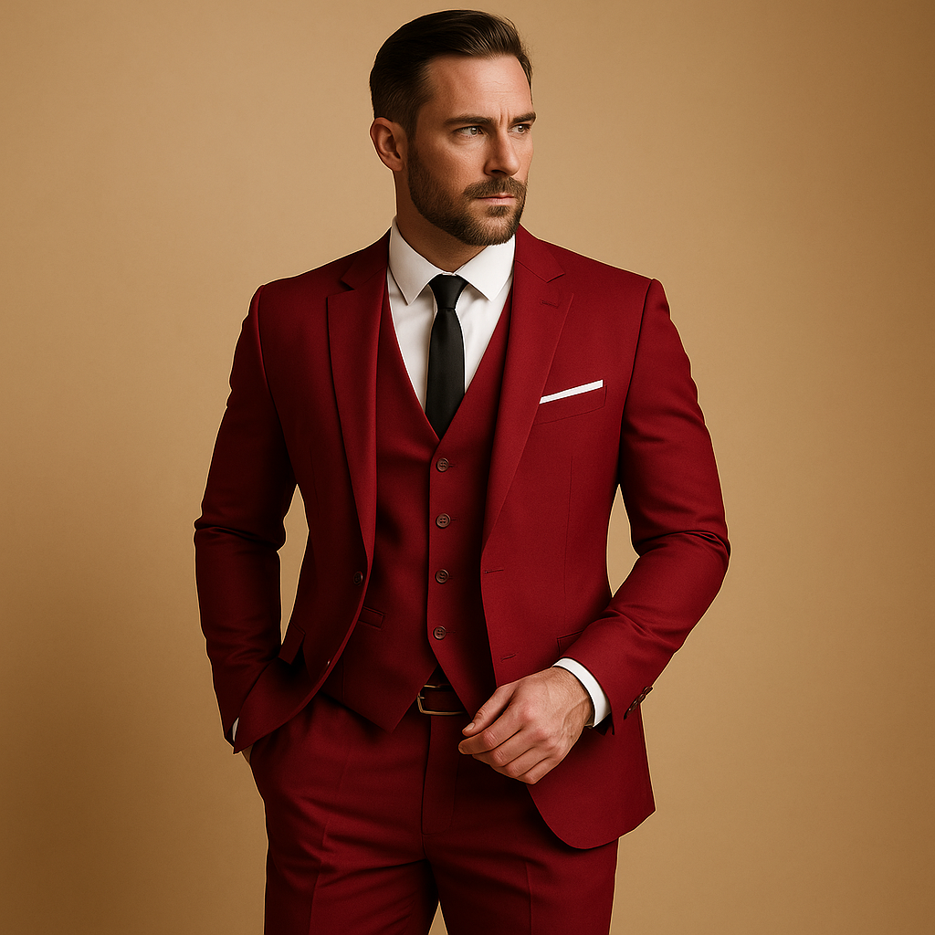 Three-Piece Slim Fit Suit for Men | Blazer Waistcoat and Trousers