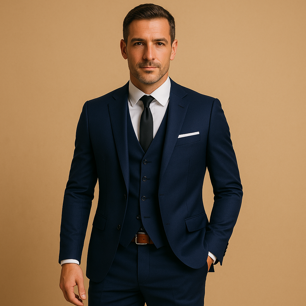 Three-Piece Slim Fit Suit for Men | Blazer Waistcoat and Trousers