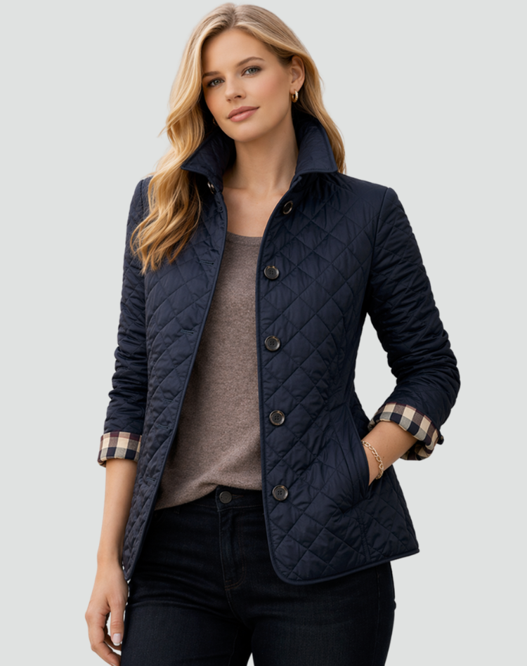 Quilted Button Front Lightweight Jacket for Women | Mid Season Outerwear
