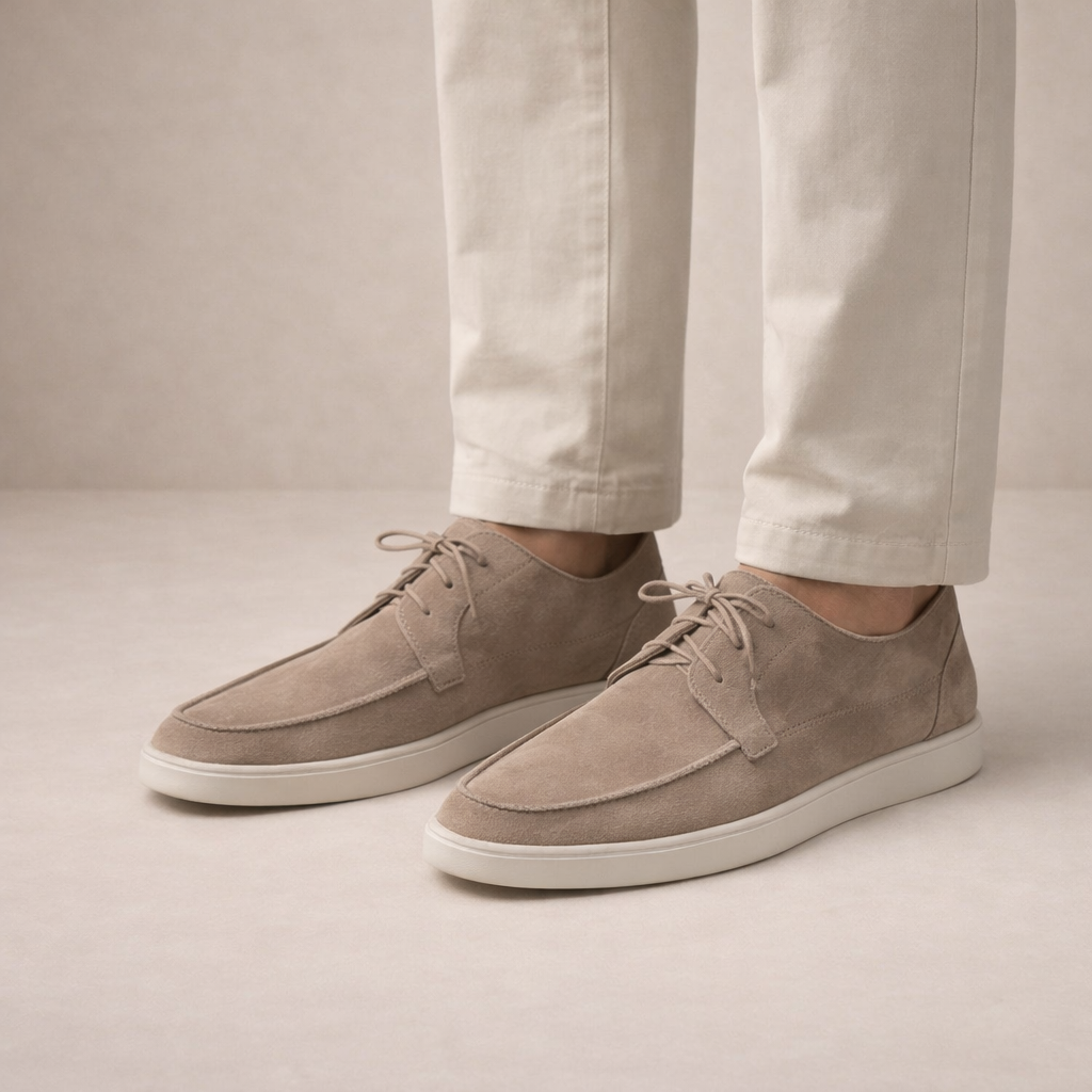 Suede Closed Toe Lace-Up Loafers for Men