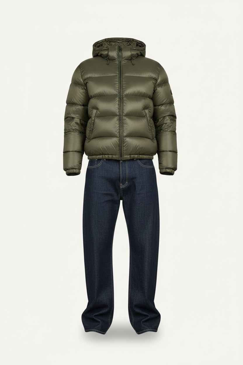 Quilted Sherpa Lined Hooded Puffer Jacket with Zip Pockets for Men | Streetwear